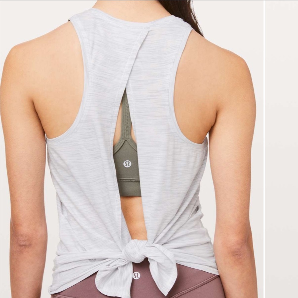 Lululemon All Tied Up Tank 3 Colour Space Dye Ice Grey Alpine White size 4